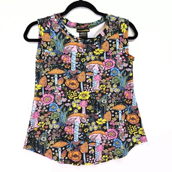 Nooworks Tank Top Size XS Mushroom Colorful Print Shirt Rare OOP - Picture 1 of 9